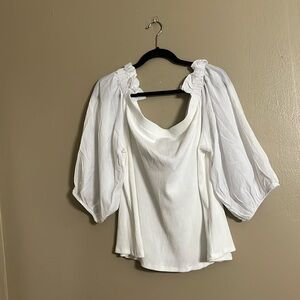 Who What Wear Cotton Blend Ruffle Off Shoulder Sleeves Cropped Top Size 3XL